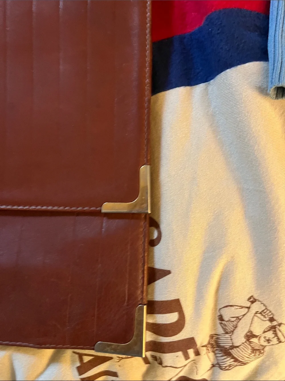 Brown Leather Laptop Folio with Protective Corner Hardware